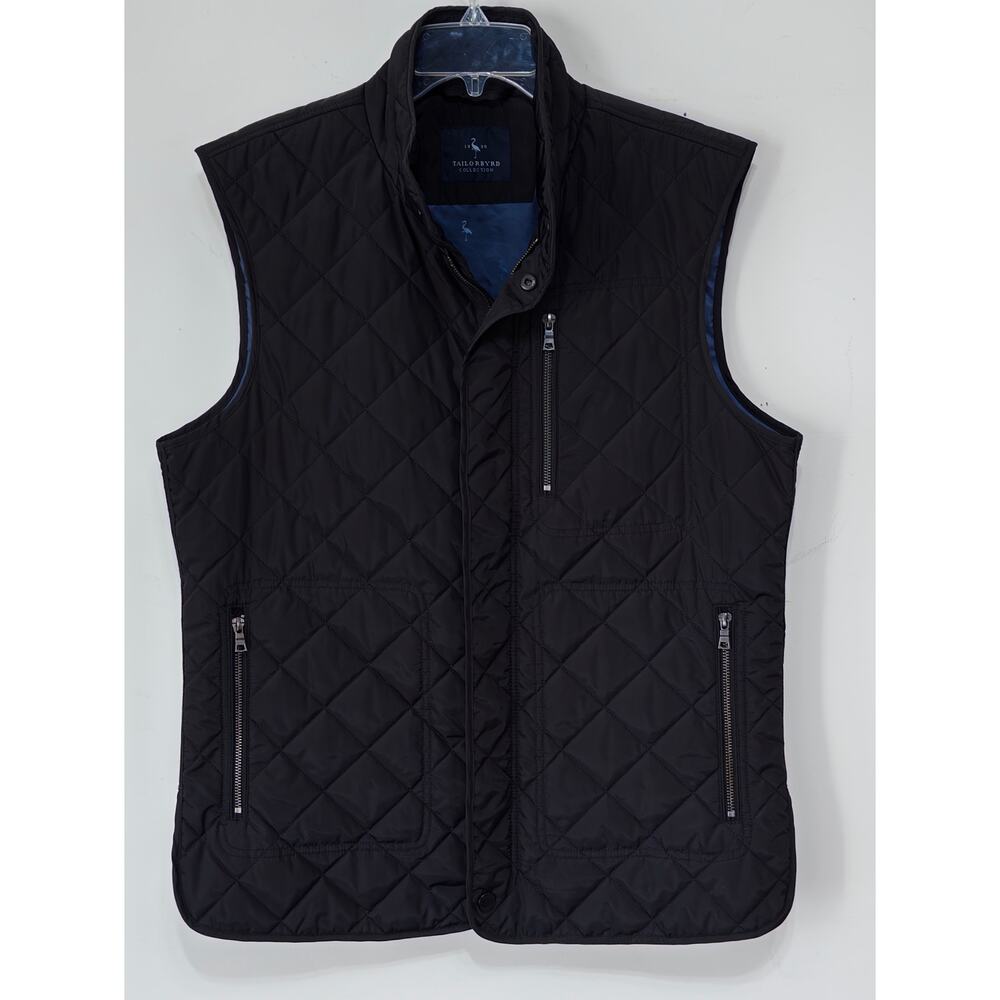 Tailorbyrd Men's quilted vest sz M Black Full Zip‎ Golf Outdoor Heritage Travel